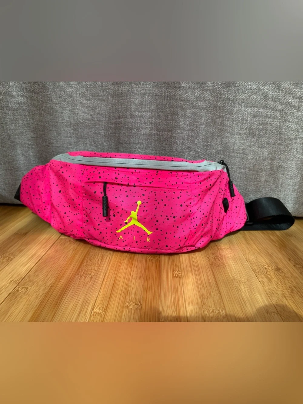 Nike Jumpman Neon Pink Speckled Waist Bag with Yellow Logo